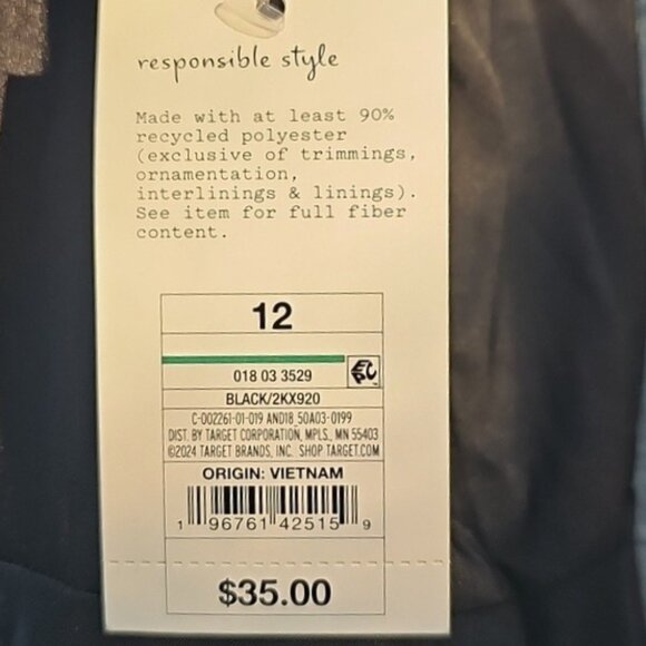 A New Day Women's Size 12 Bow Midi Dress with Pockets Black New - Picture 9 of 15